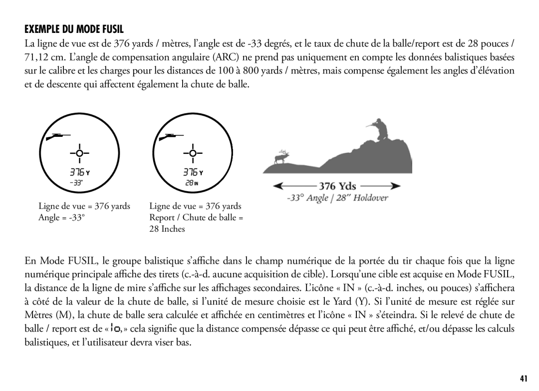 Bushnell 205110 manual Exemple DU Mode Fusil 