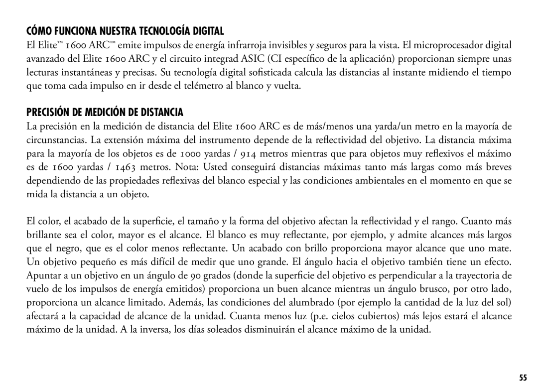 Bushnell 205110 manual Cómo Funciona Nuestra Tecnología Digital, Precisión DE Medición DE Distancia 