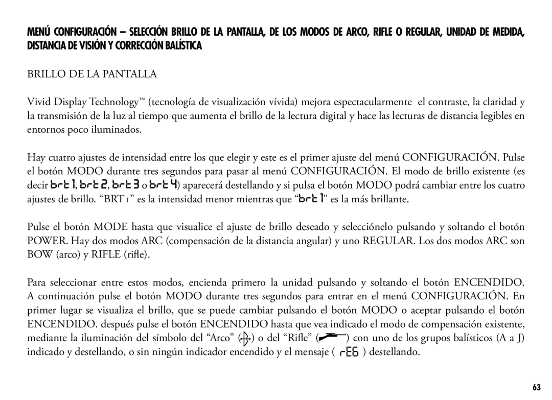 Bushnell 205110 manual Brillo DE LA Pantalla 