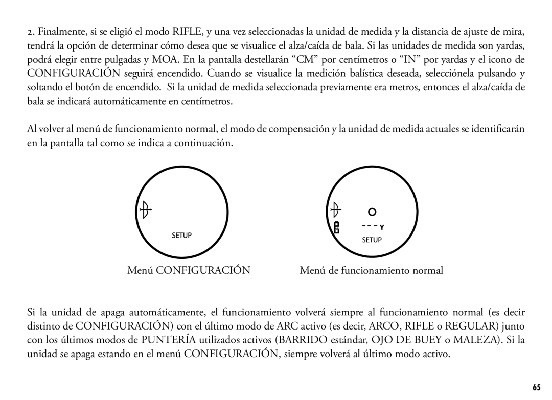 Bushnell 205110 manual Menú de funcionamiento normal 