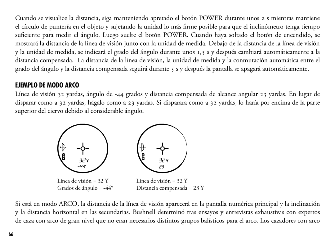 Bushnell 205110 manual Ejemplo DE Modo Arco 