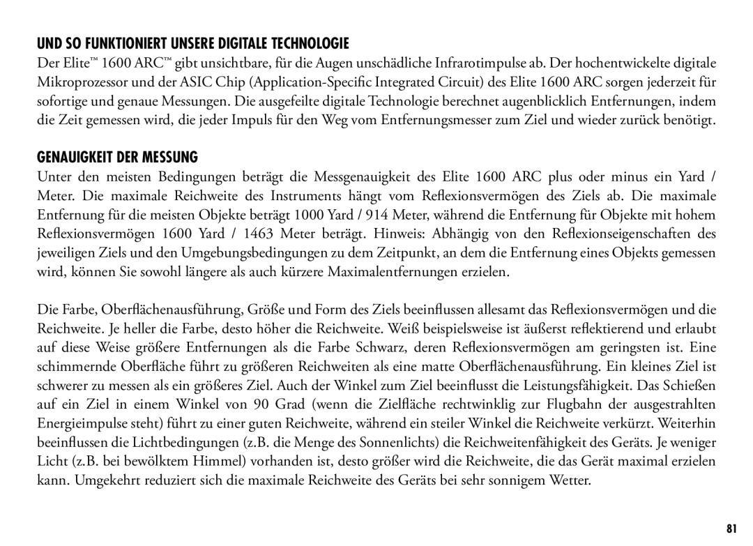 Bushnell 205110 manual UND SO Funktioniert Unsere Digitale Technologie, Genauigkeit DER Messung 