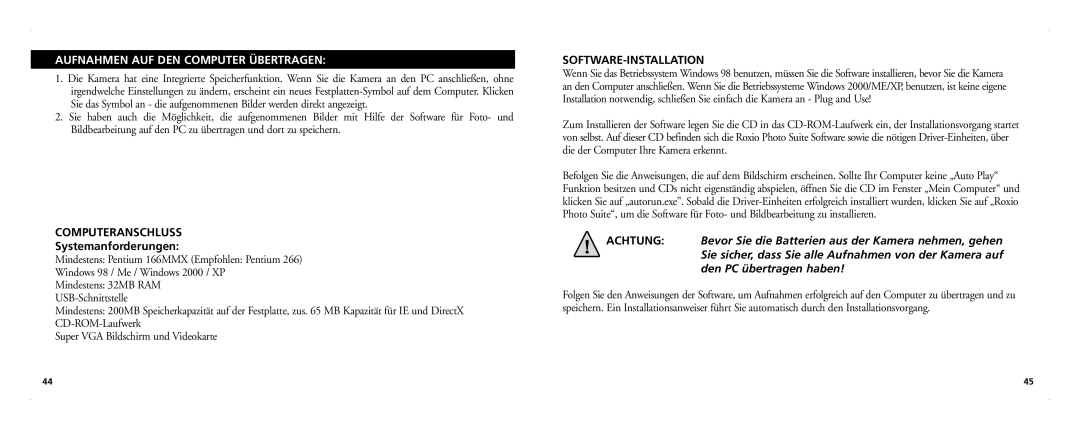 Bushnell 21-Nov manual Aufnahmen AUF DEN Computer Übertragen, Computeranschluss, Systemanforderungen, Software-Installation 