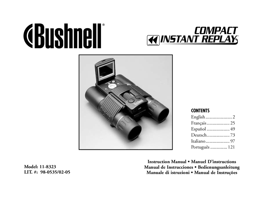 Bushnell 23-Nov instruction manual Contents 