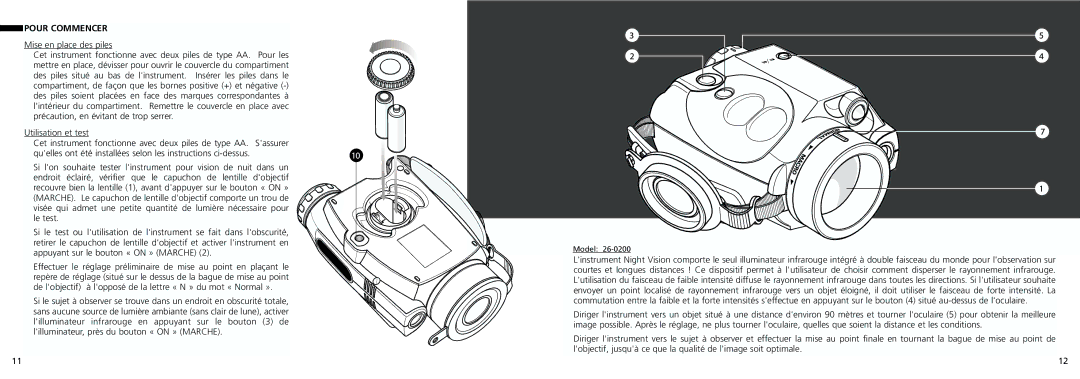Bushnell 26-0100W, 26-0200, 26-0102 instruction manual Pour Commencer 