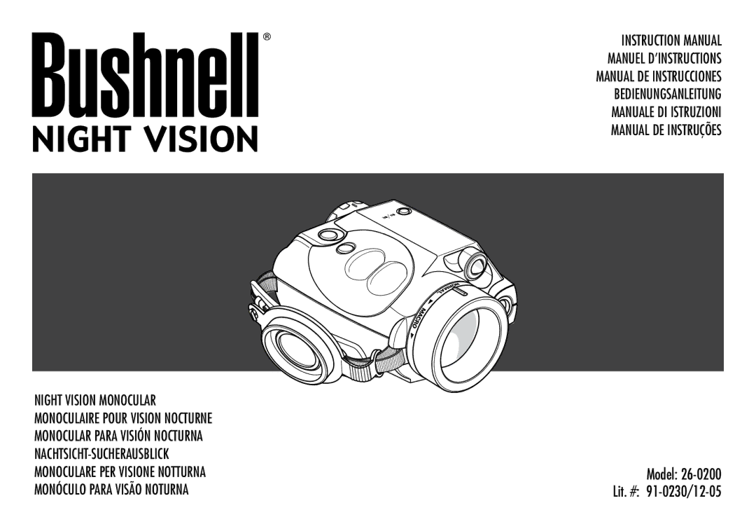 Bushnell instruction manual Model 26-0200 Lit. # 91-0230/12-05 