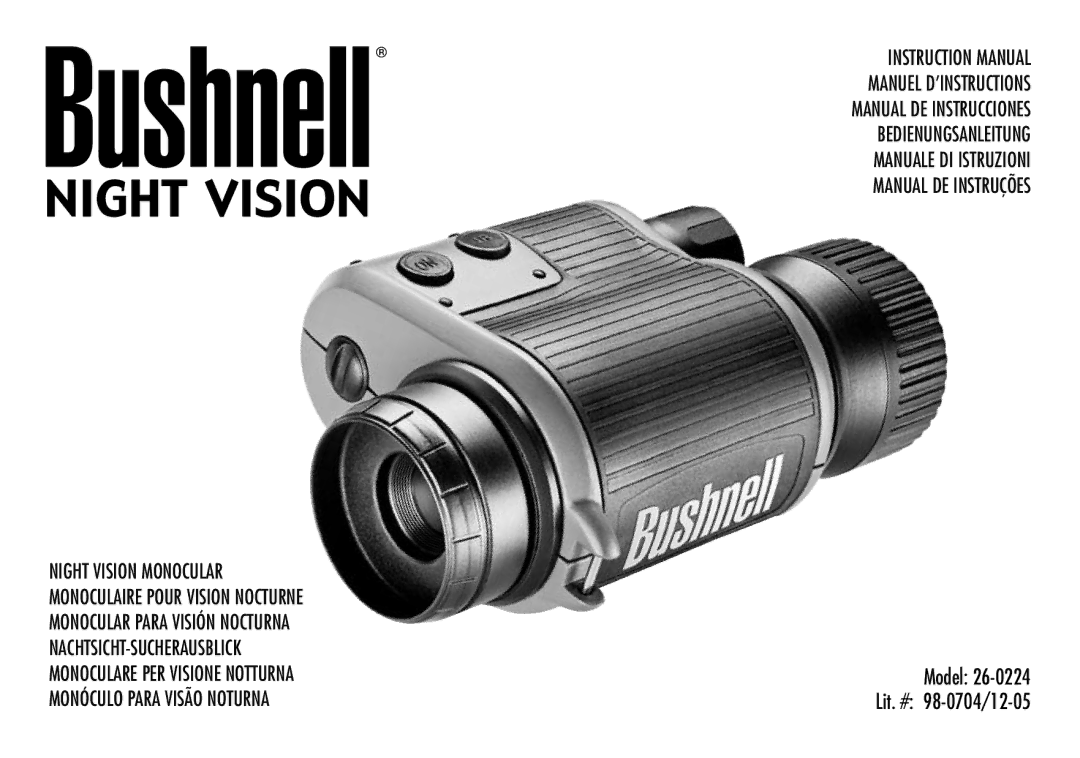 Bushnell instruction manual Model 26-0224 Lit. # 98-0704/12-05 