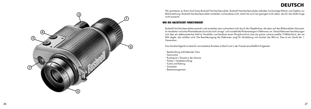 Bushnell 26-0224 instruction manual Deutsch, WIE DIE Nachtsicht Funktioniert 