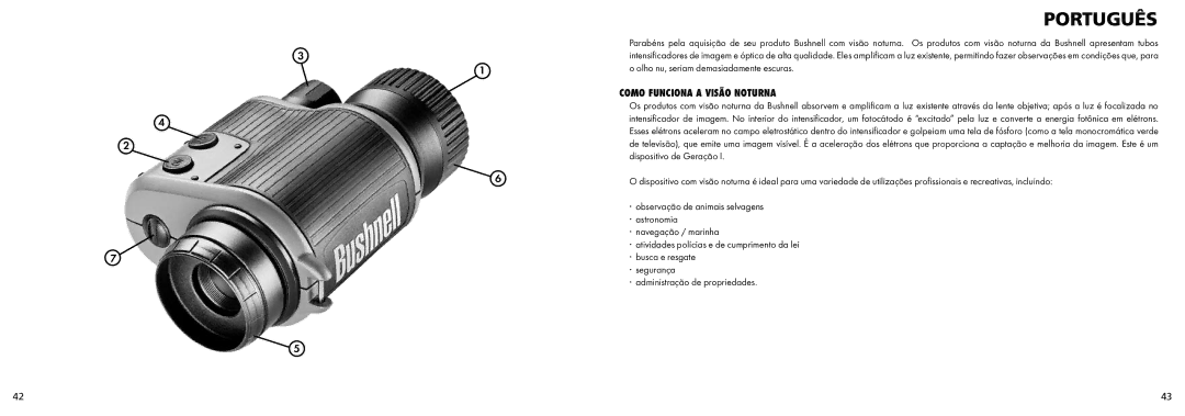 Bushnell 26-0224 instruction manual Português, Como Funciona a Visão Noturna 