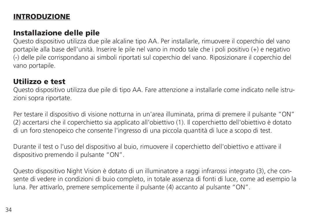 Bushnell 26-0224W, 26-4051 instruction manual Introduzione, Installazione delle pile, Utilizzo e test 