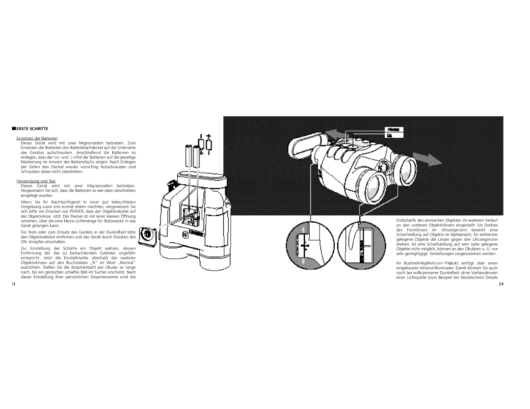 Bushnell 26-0400 instruction manual Erste Schritte 