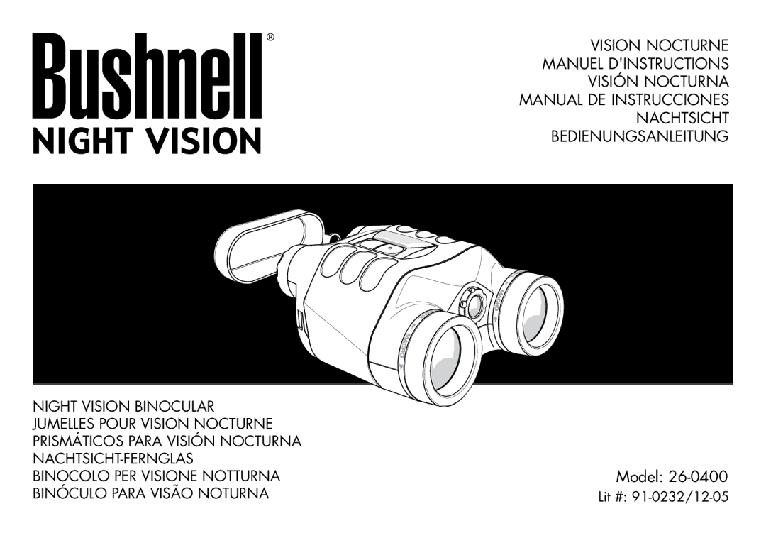 Bushnell 26-0400 manual Lit # 91-0232/12-05 