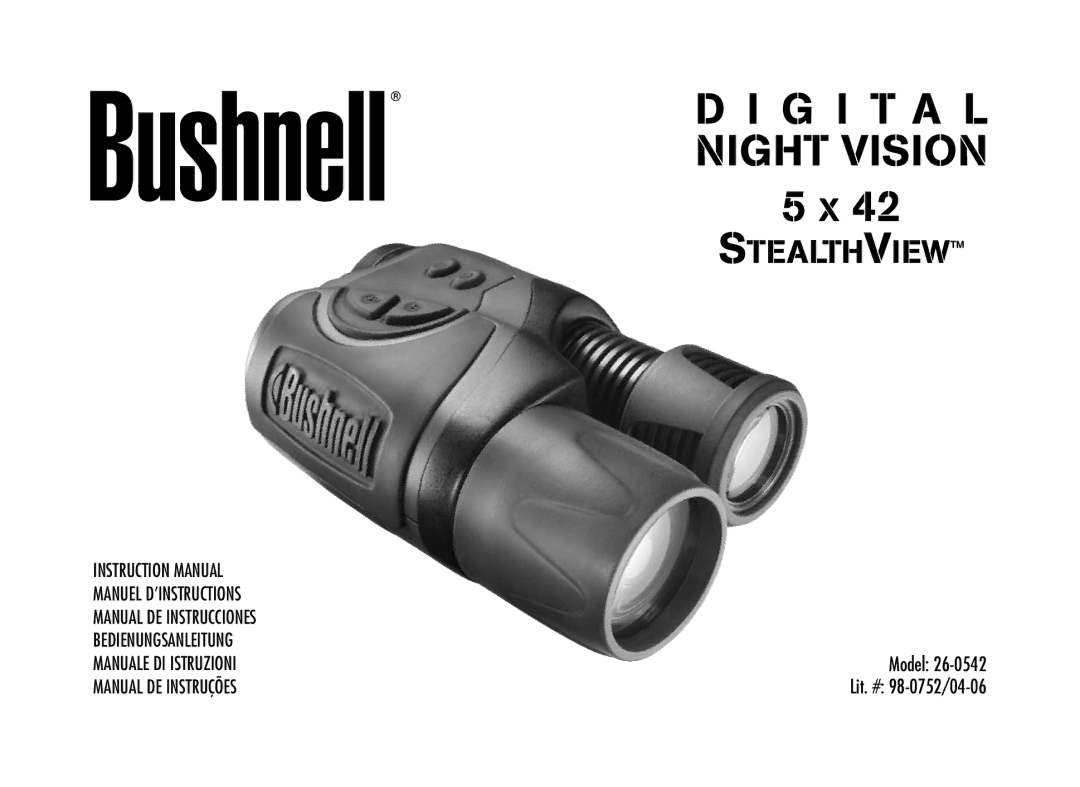 Bushnell 26-0542 instruction manual G i t a l night vision 