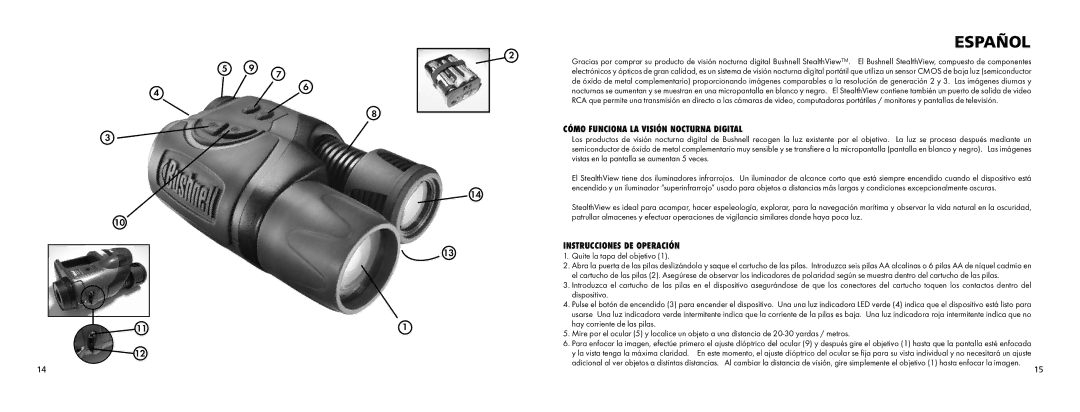 Bushnell 26-0542 instruction manual Español, Cómo Funciona LA Visión Nocturna Digital 