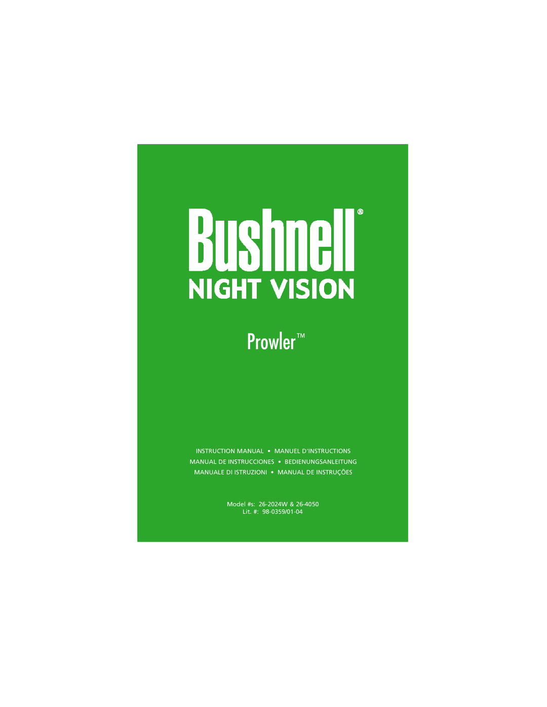 Bushnell 26-4050, 26-2024W instruction manual Prowler 