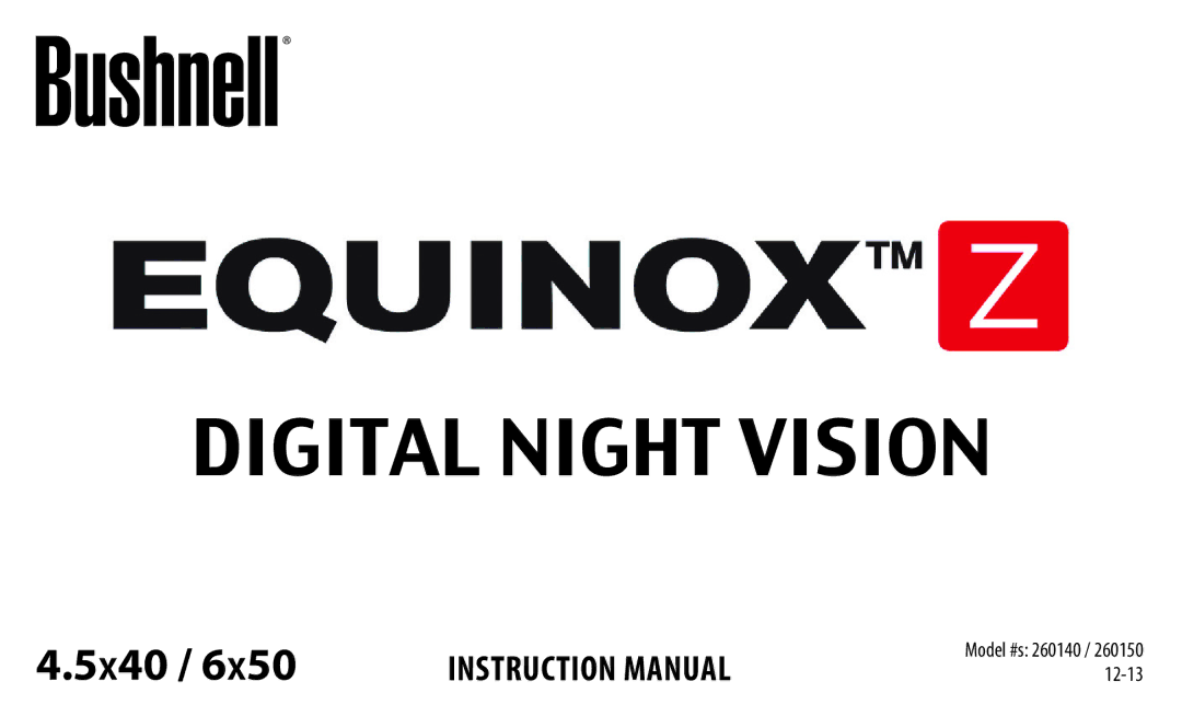 Bushnell 260150, 260140 instruction manual Digital Night Vision 