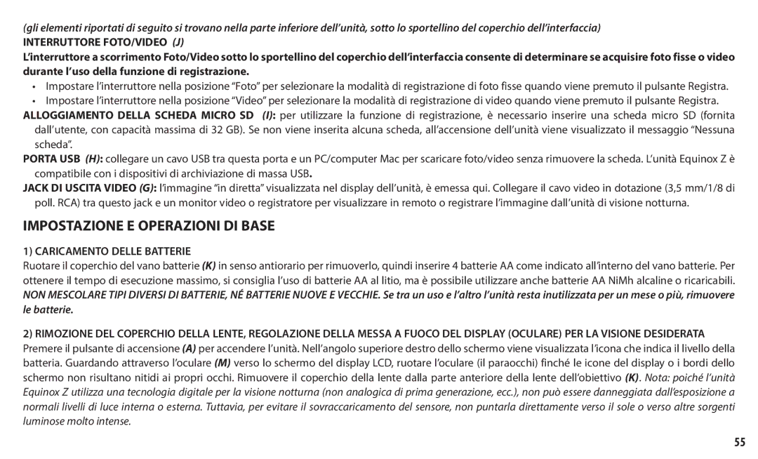 Bushnell 260150, 260140 Impostazione E Operazioni DI Base, Interruttore FOTO/VIDEO J, Caricamento Delle Batterie 