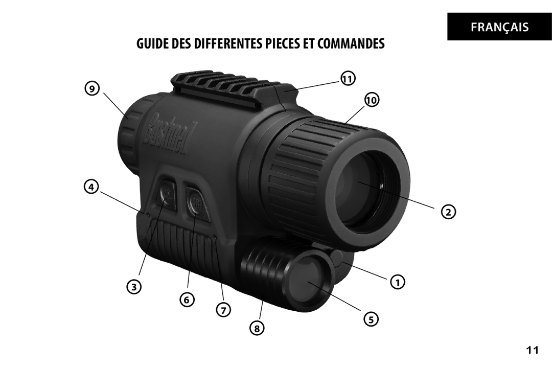 Bushnell 260228 instruction manual Guide DES Differentes Pieces ET Commandes 