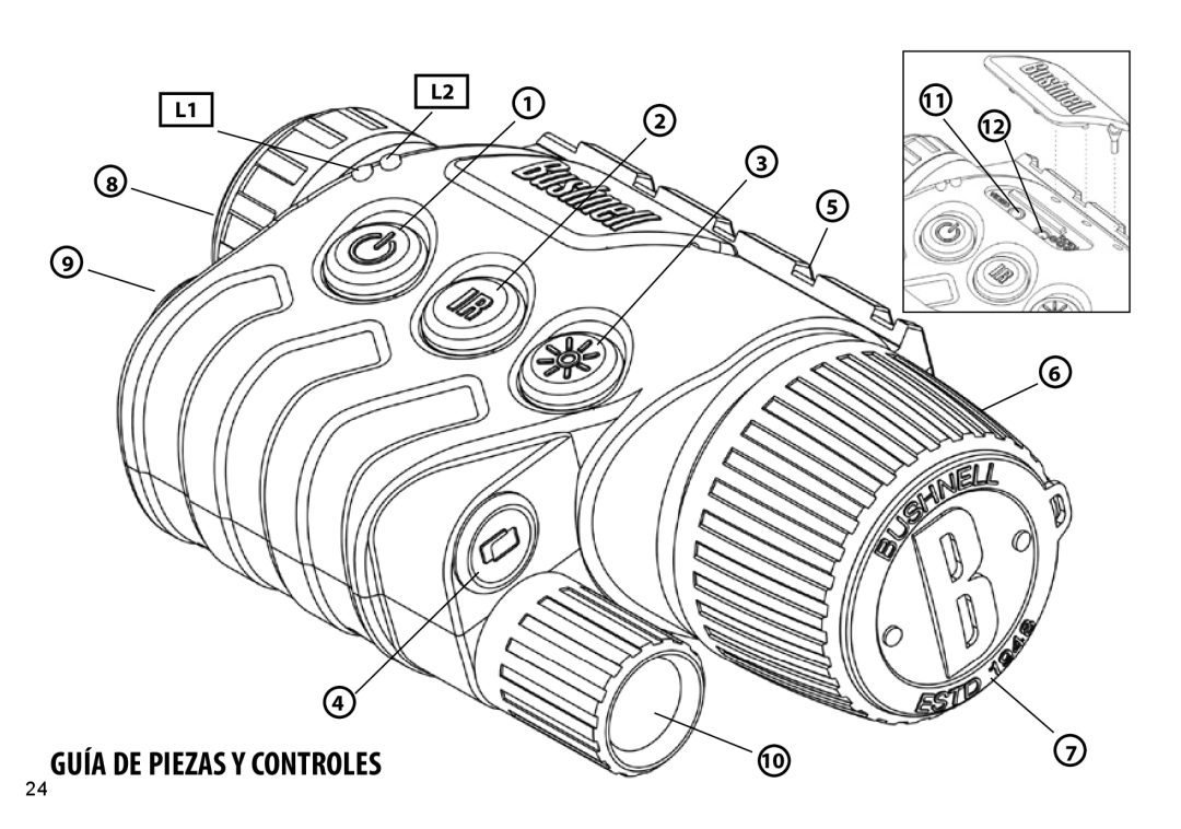 Bushnell 260650, 260441, 260651, 260440 instruction manual Guía DE Piezas Y Controles 