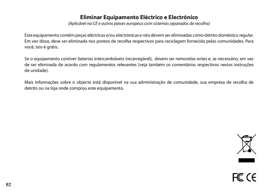 Bushnell 260651, 260650, 260441, 260440 instruction manual Eliminar Equipamento Eléctrico e Electrónico 