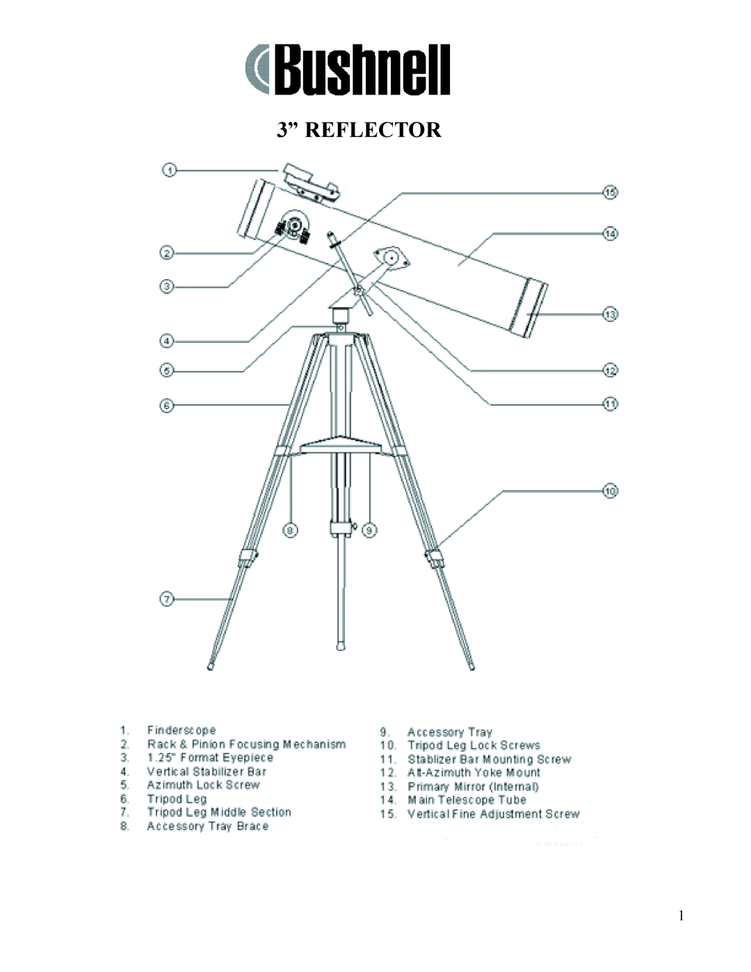 Bushnell 3" REFLECTOR manual 3” REFLECTOR 