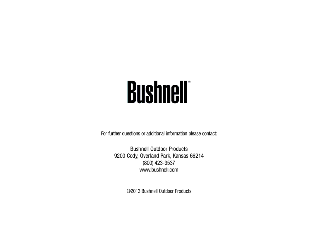 Bushnell 3.5-21X50, 4.5-30X50 manual Bushnell Outdoor Products Cody, Overland Park, Kansas 800 