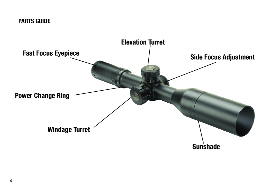 Bushnell 3.5-21X50, 4.5-30X50 manual Power Change Ring Windage Turret Sunshade, Parts Guide 