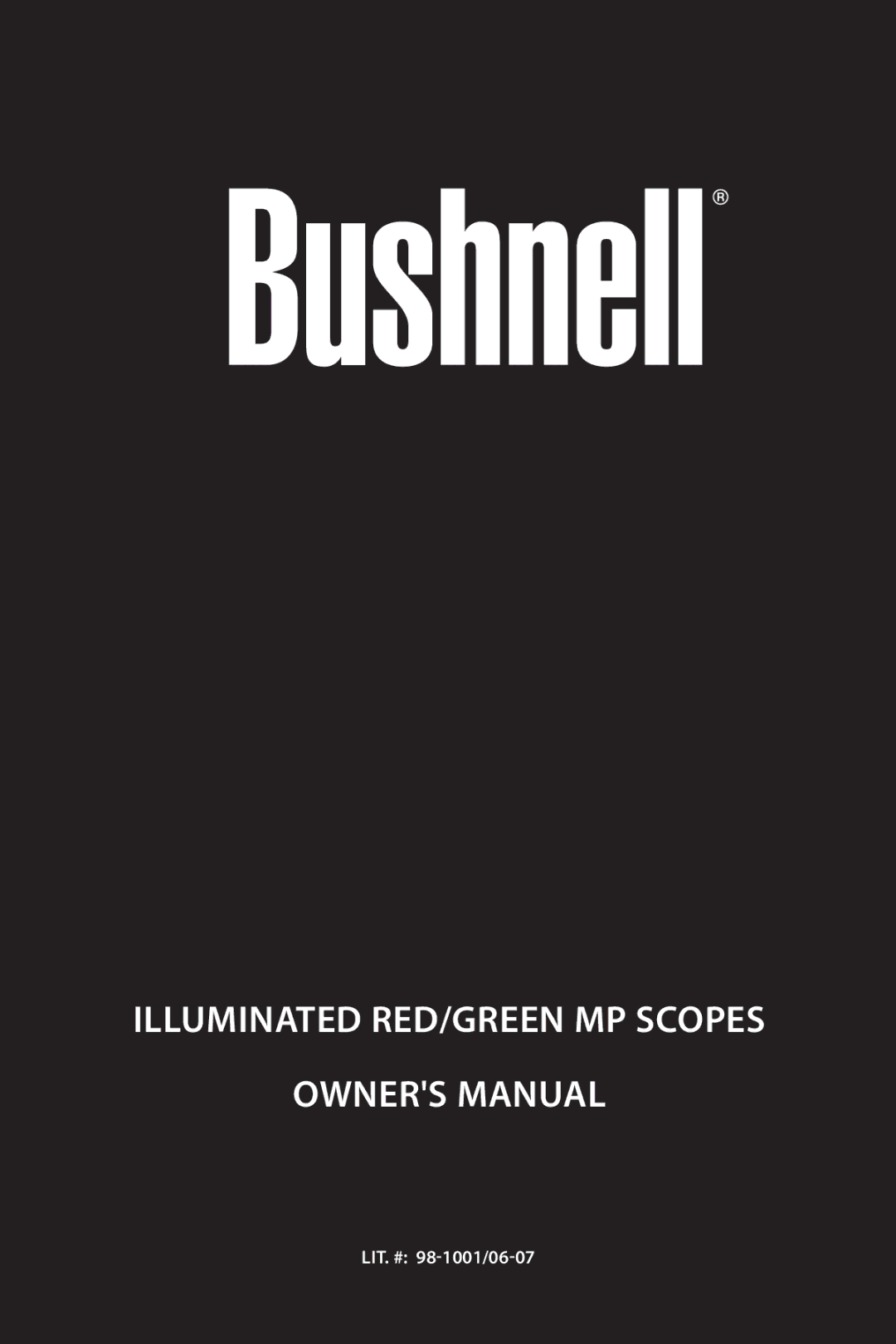 Bushnell 1X, 3.5X owner manual Illuminated RED/GREEN MP Scopes 