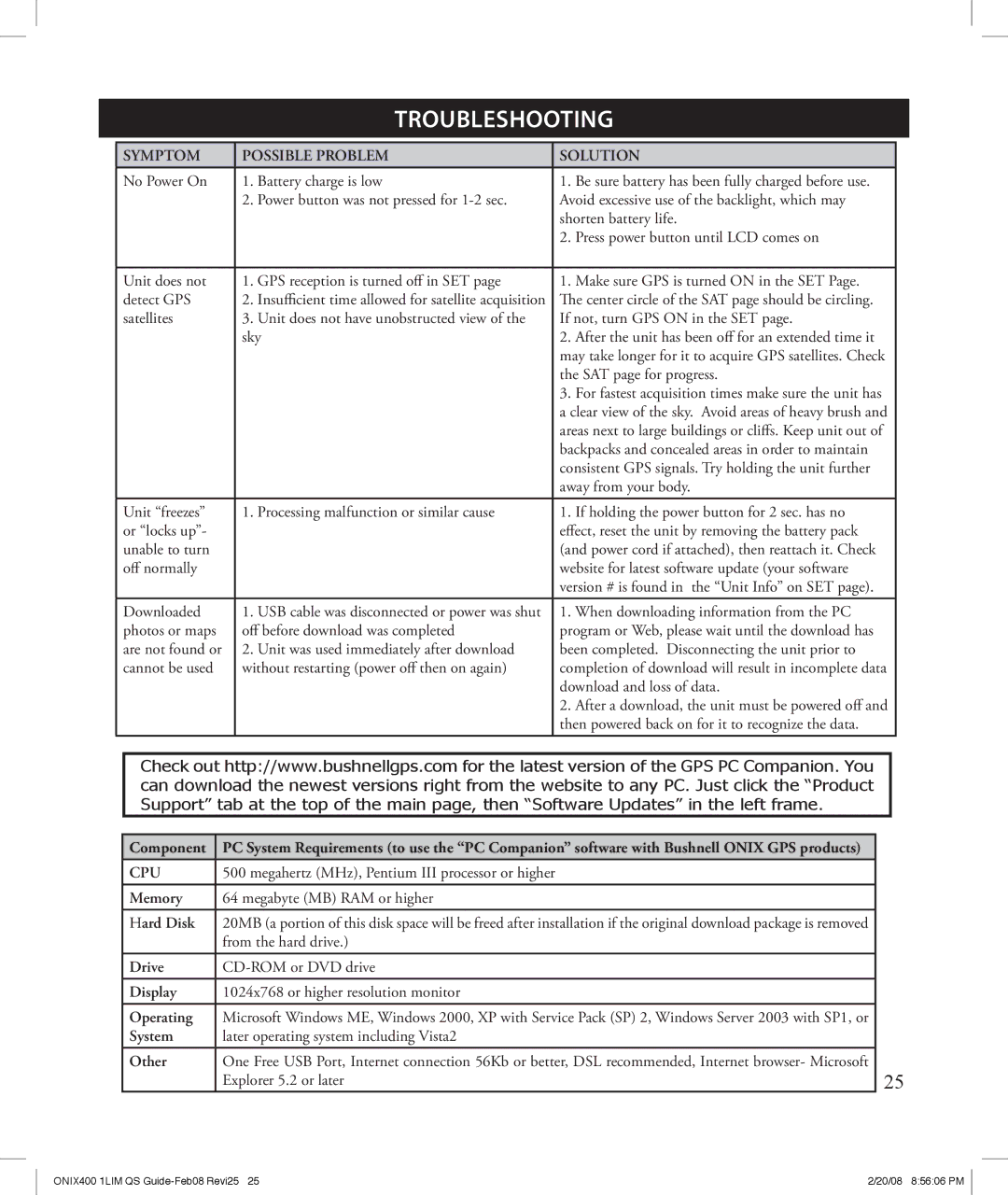 Bushnell 364000 manual Troubleshooting 