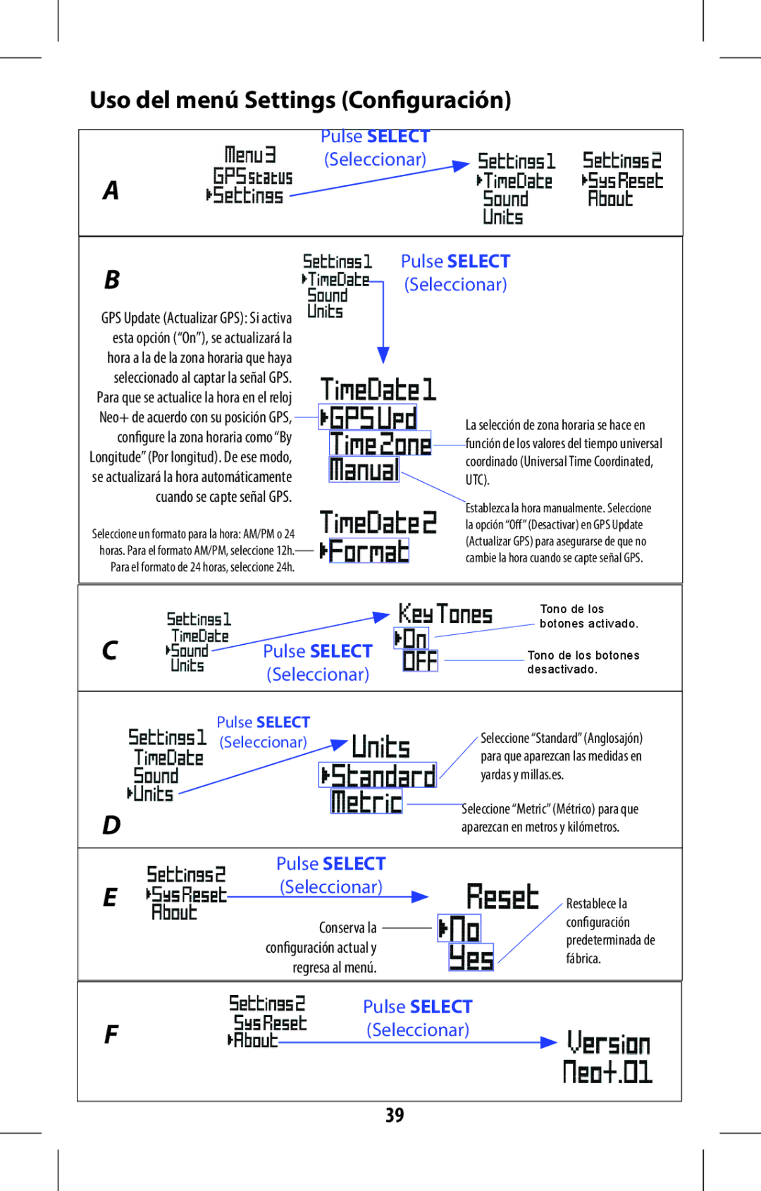 Bushnell 368315 user manual Seleccionar 