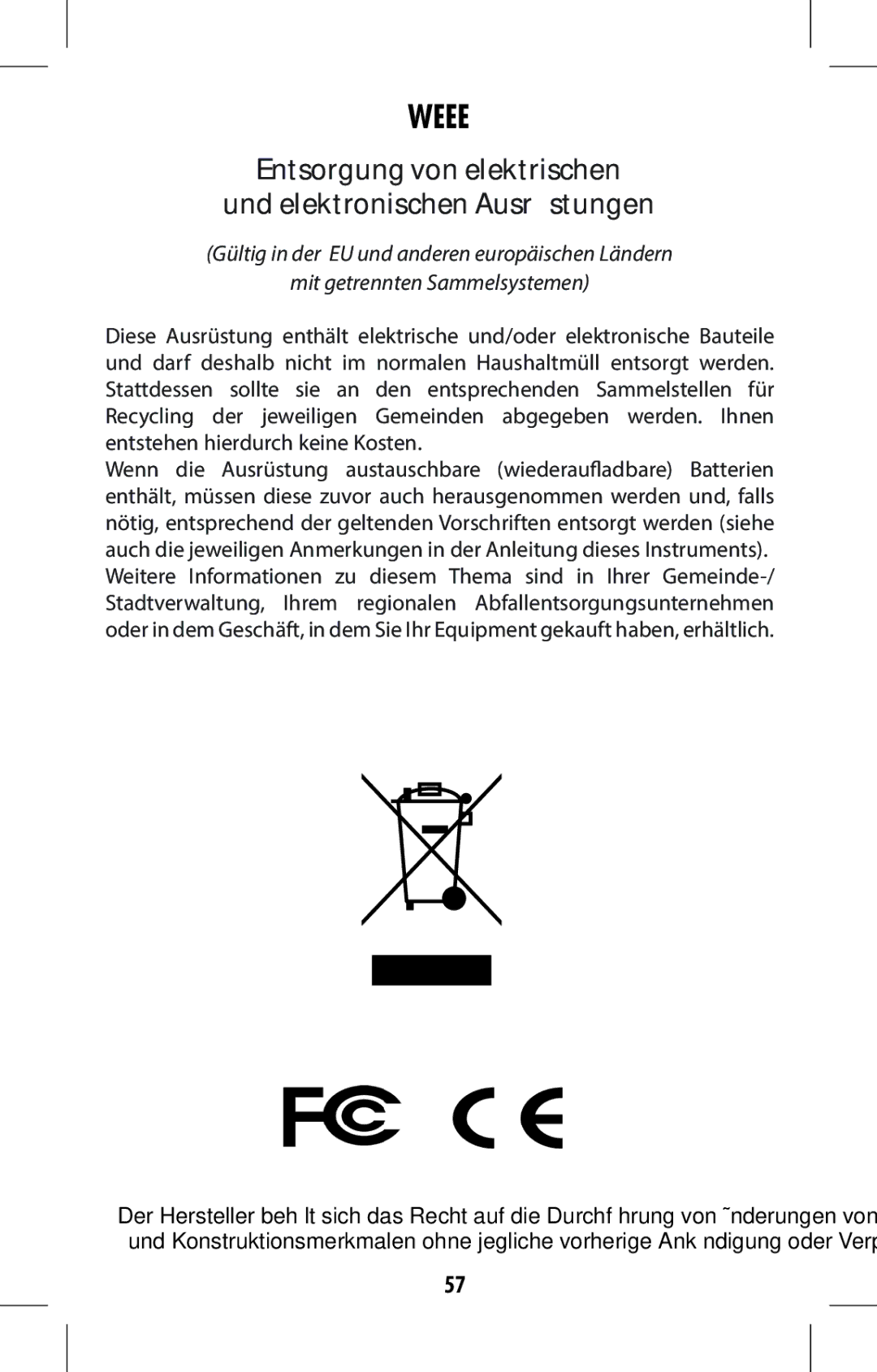 Bushnell 368315 user manual Entsorgung von elektrischen Und elektronischen Ausrüstungen 