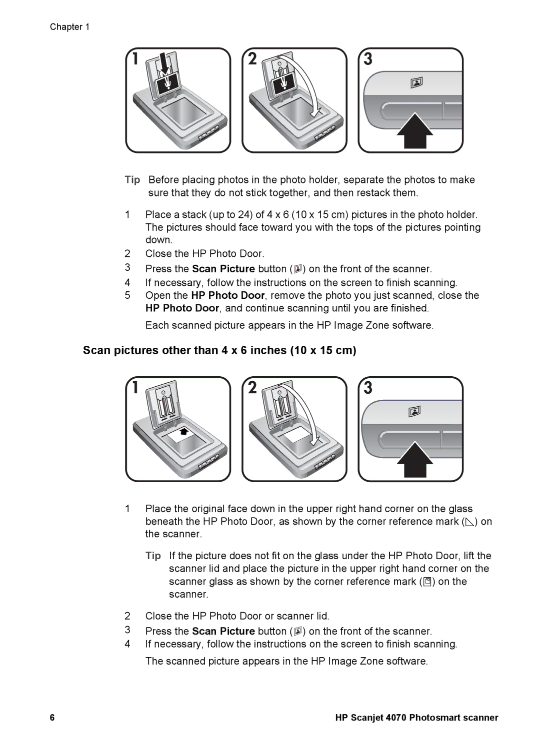 Bushnell 4070 user manual Scan pictures other than 4 x 6 inches 10 x 15 cm 