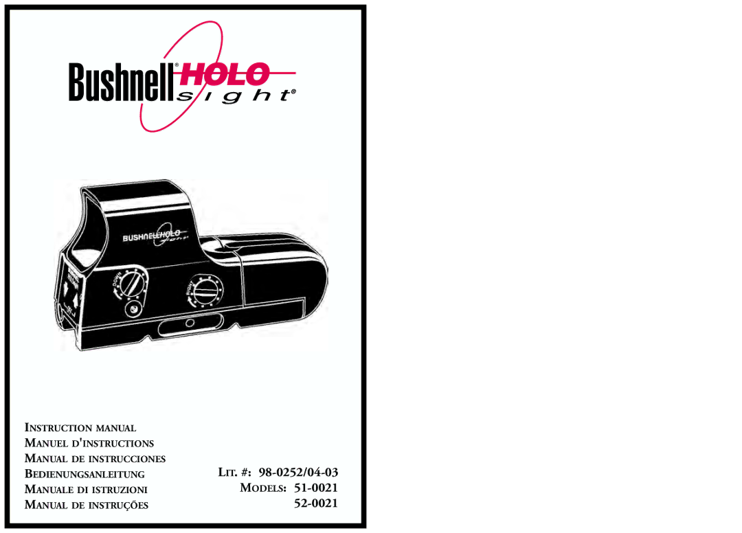 Bushnell 51-0021, 52-0021 instruction manual IT. # 98-0252/04-03 