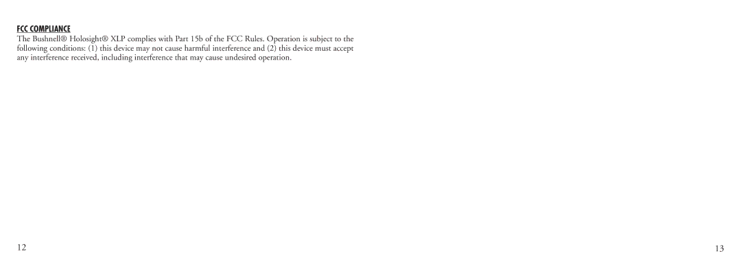 Bushnell 53-0021 instruction manual FCC Compliance 