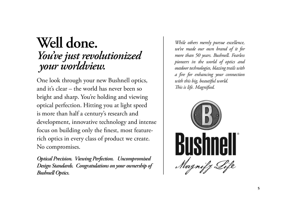 Bushnell 6LIM manual Well done 