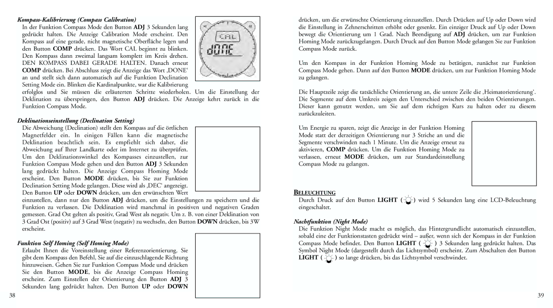 Bushnell 70-0001 instruction manual Kompass-Kalibrierung Compass Calibration, Deklinationseinstellung Declination Setting 