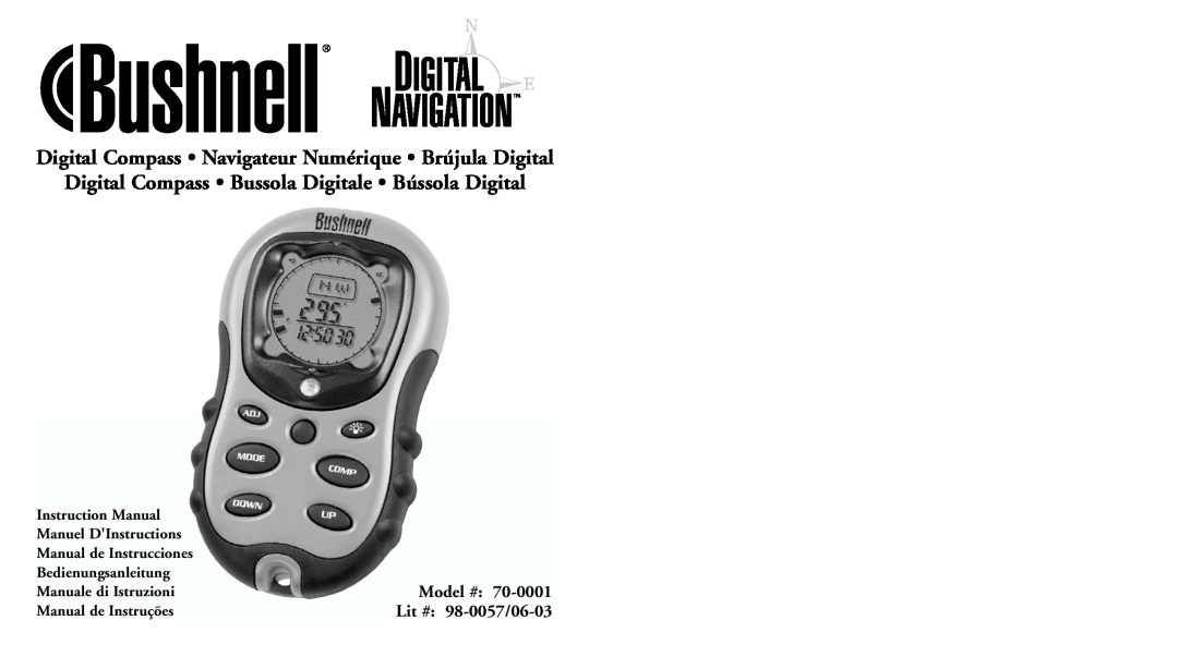 Bushnell 70-0001 instruction manual Digital Compass Navigateur Numérique Brújula Digital, Instruction Manual 