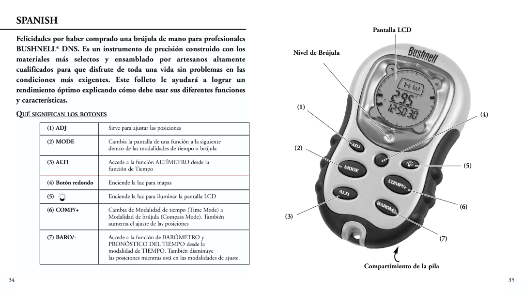 Bushnell 70-0101 instruction manual Spanish, QUÉ Significan LOS Botones ADJ 