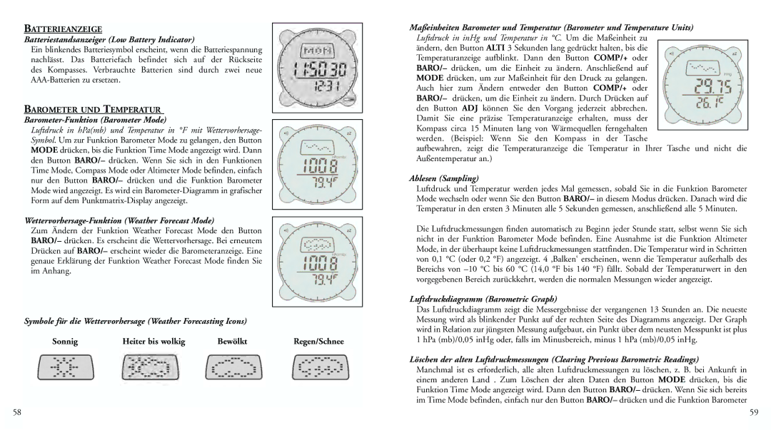 Bushnell 70-0101 Batteriestandsanzeiger Low Battery Indicator, Barometer-Funktion Barometer Mode, Ablesen Sampling 