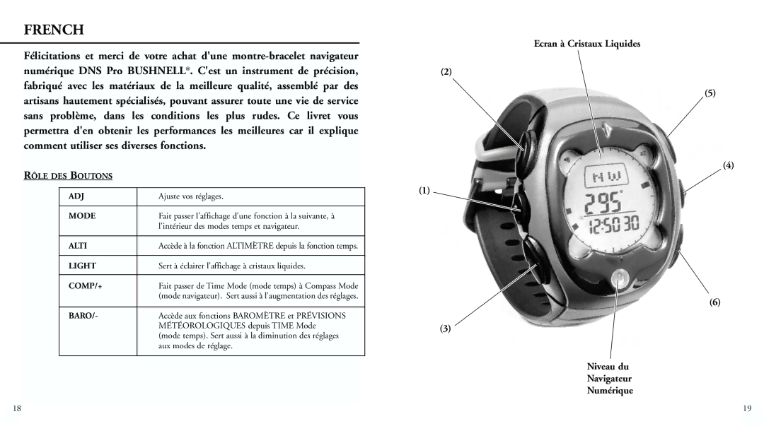 Bushnell 70-0102 instruction manual Rôle DES Boutons ADJ, Mode 