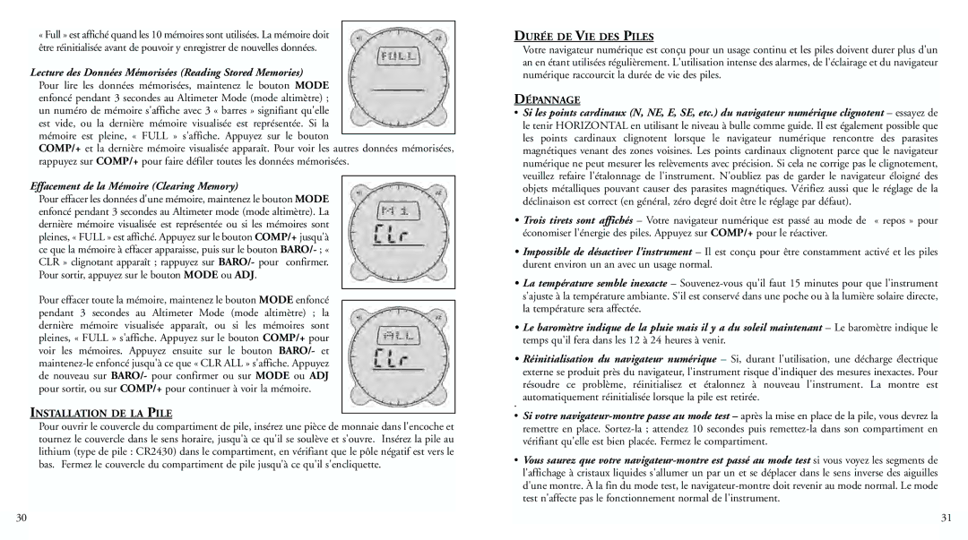 Bushnell 70-0102 Lecture des Données Mémorisées Reading Stored Memories, Effacement de la Mémoire Clearing Memory 