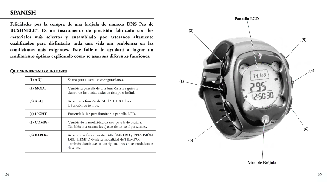 Bushnell 70-0102 instruction manual Spanish, QUÉ Significan LOS Botones ADJ 