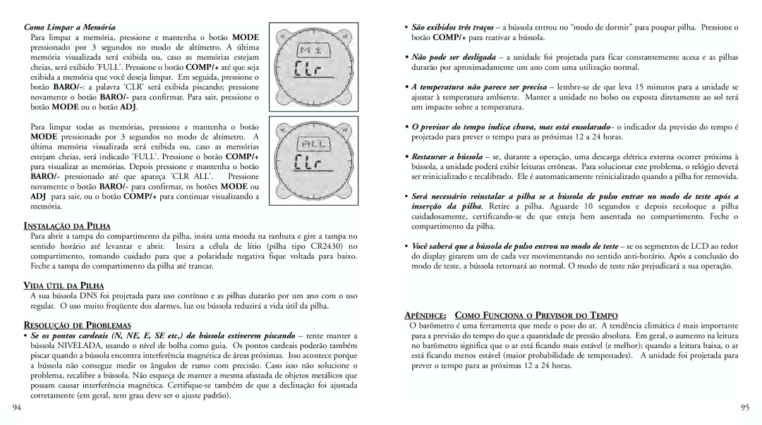 Bushnell 70-0102 instruction manual Como Limpar a Memória 