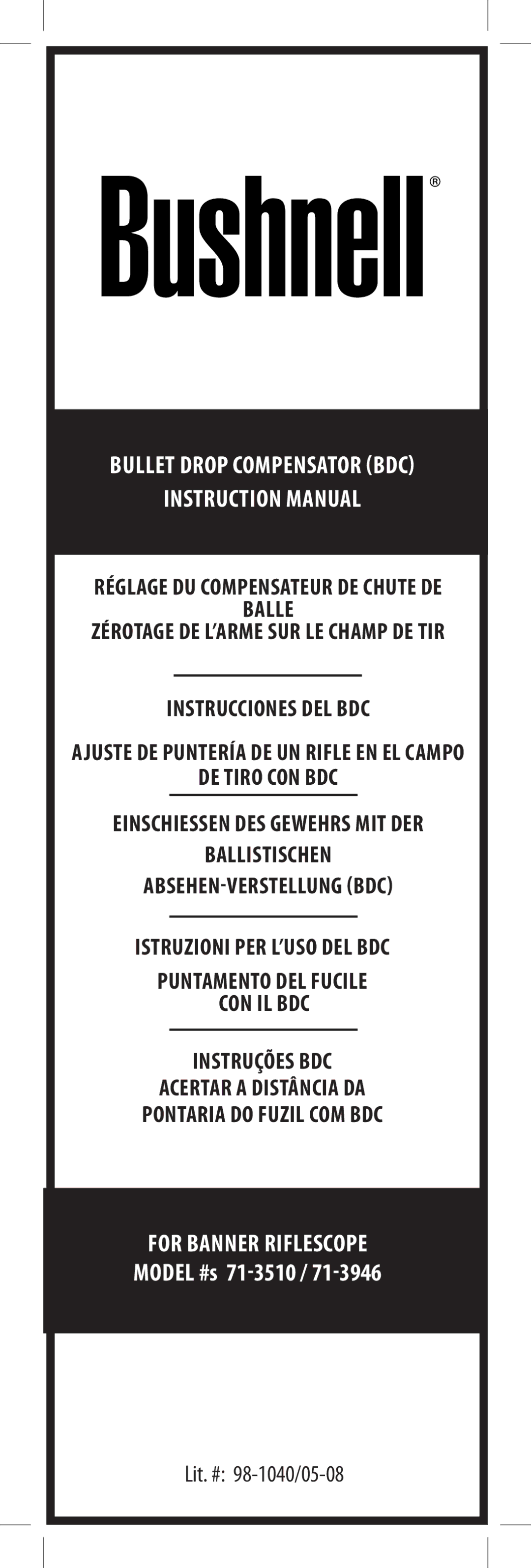 Bushnell 71-3946 instruction manual For banner riflescope Model #s 71-3510 