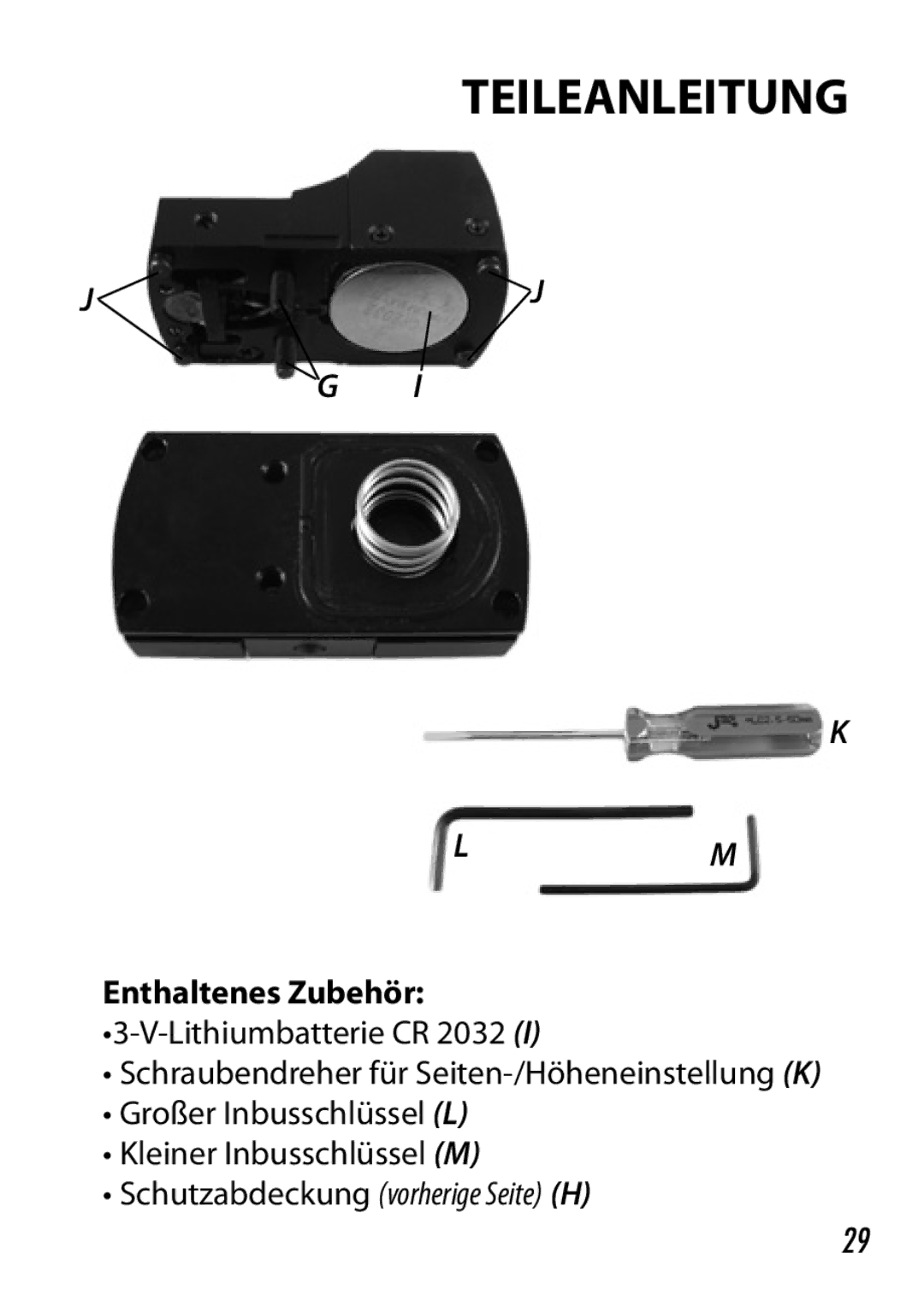 Bushnell 730005 manual Enthaltenes Zubehör 