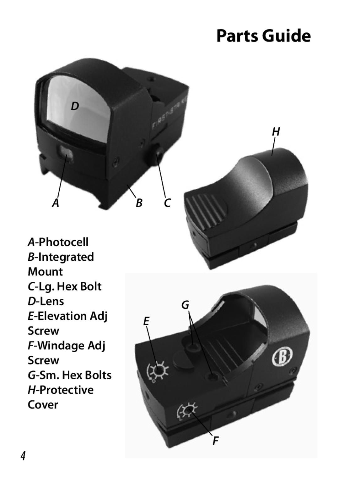 Bushnell 730005 manual Parts Guide 