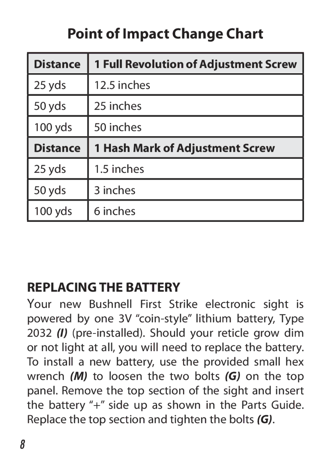 Bushnell 730005 manual Replacing the Battery, Distance 