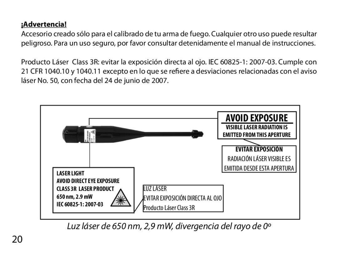 Bushnell 740100 instruction manual ¡Advertencia, Evitar Exposición 