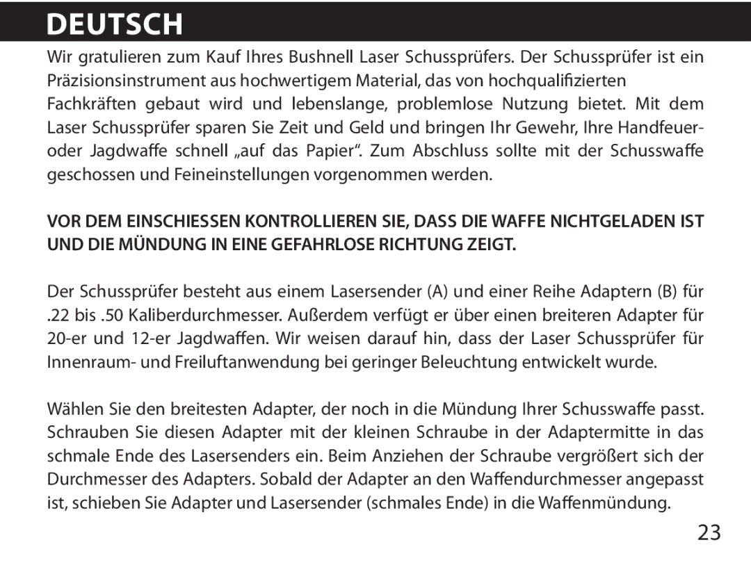 Bushnell 740100 instruction manual Deutsch 