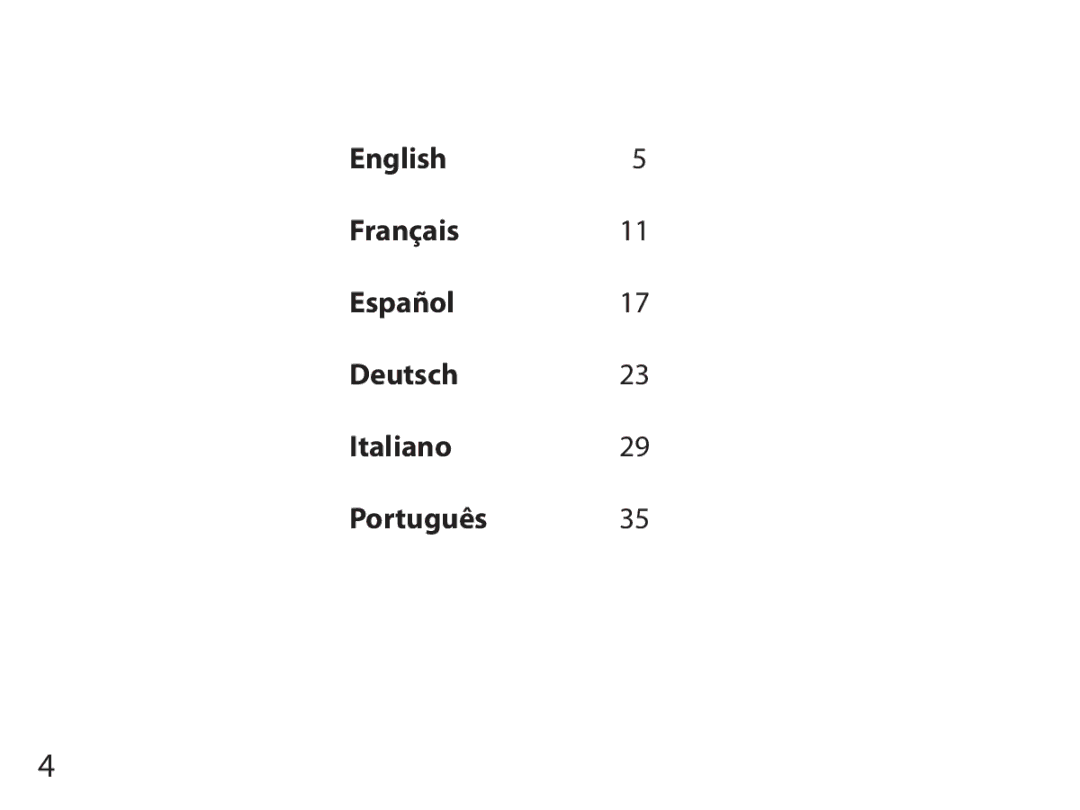 Bushnell 740100 instruction manual English5 Français11 Español17 Deutsch23 Italiano29 Português 